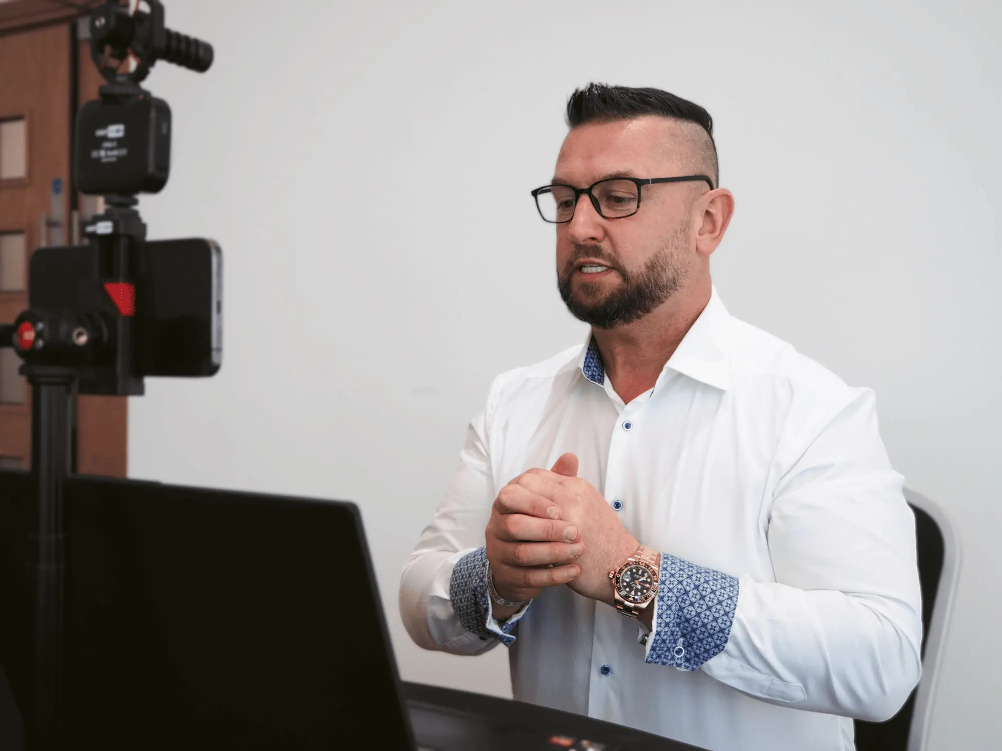 Steve on a video call with a client